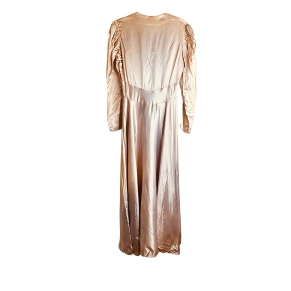 Vintage 30s Canterbury New York Champaign Satin Zip Dress Robe S/M - Picture 10 of 16